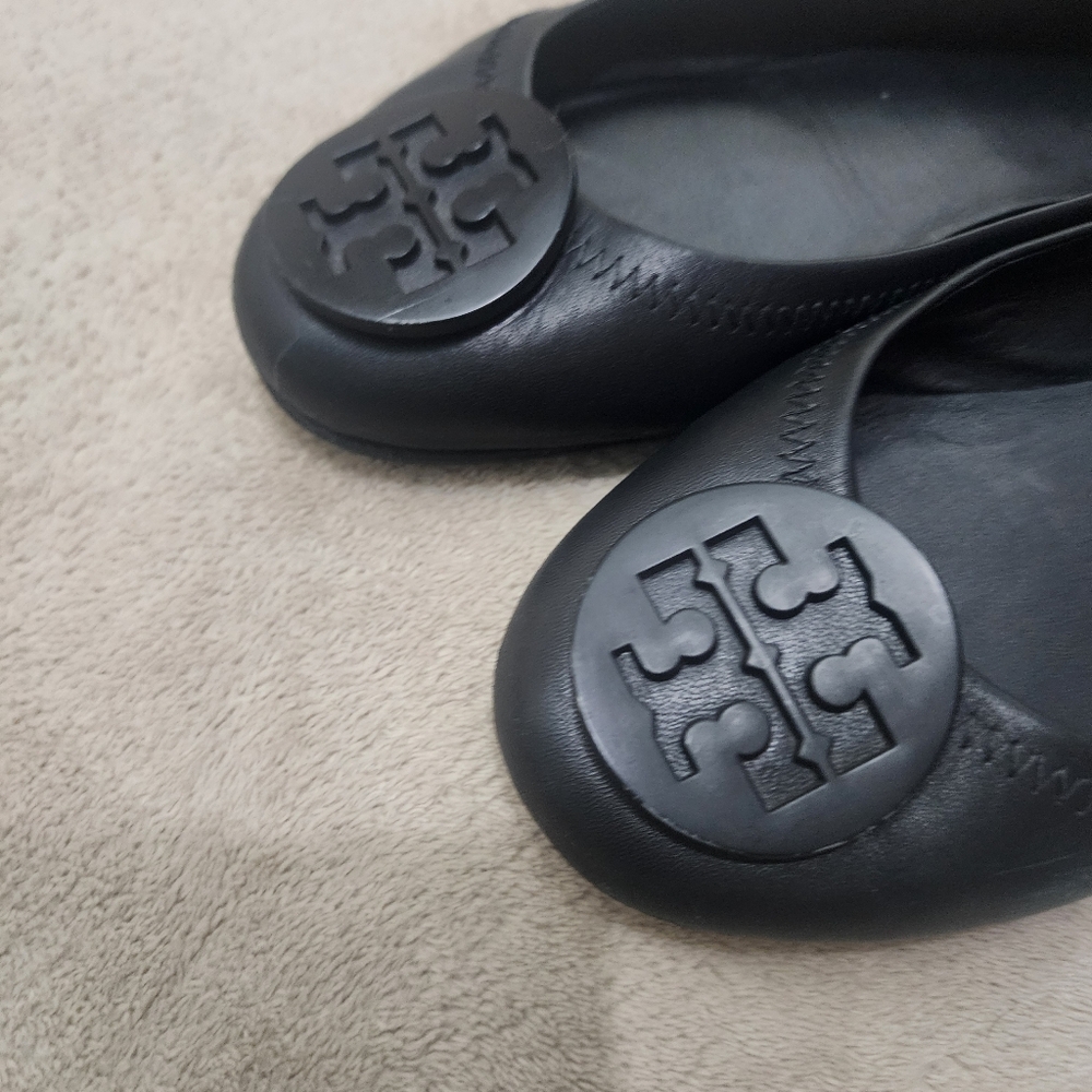 Tory Burch Black Leather Flats - Picture 3 of 9